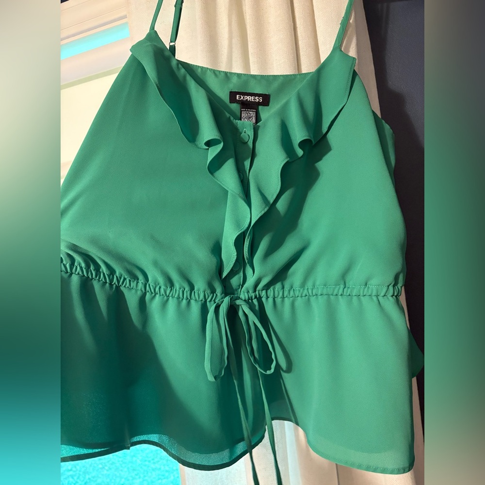 Express Teal Button-Up Blouse